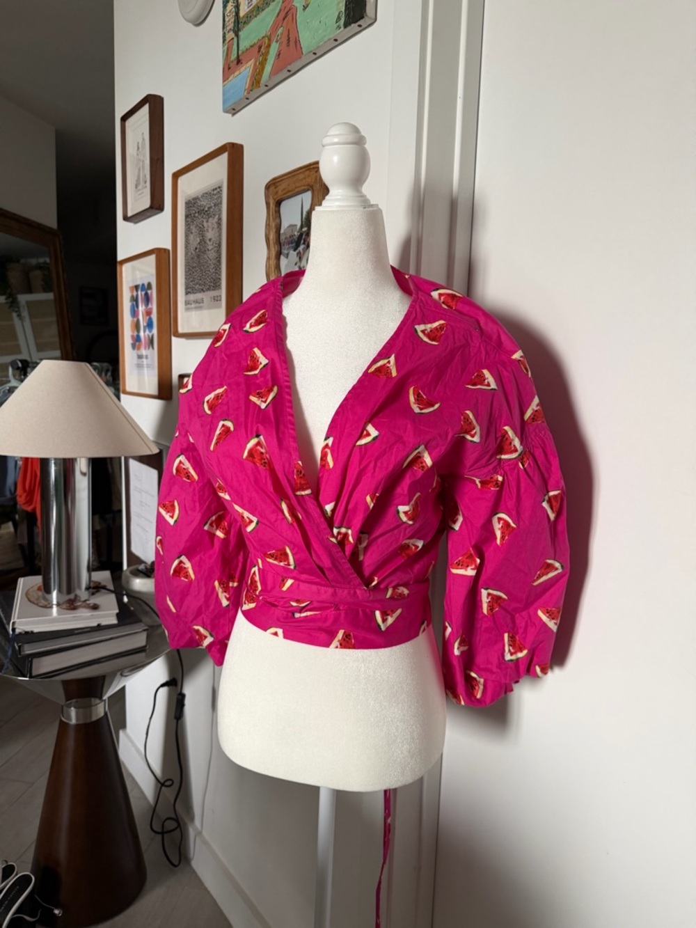 Women's Fuchsia Printed Wrap Camisole